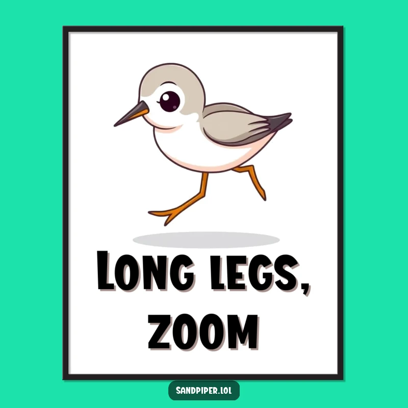 Funny Sandpiper Striding Digital Art - Fast Bird Printable Funny Gift
