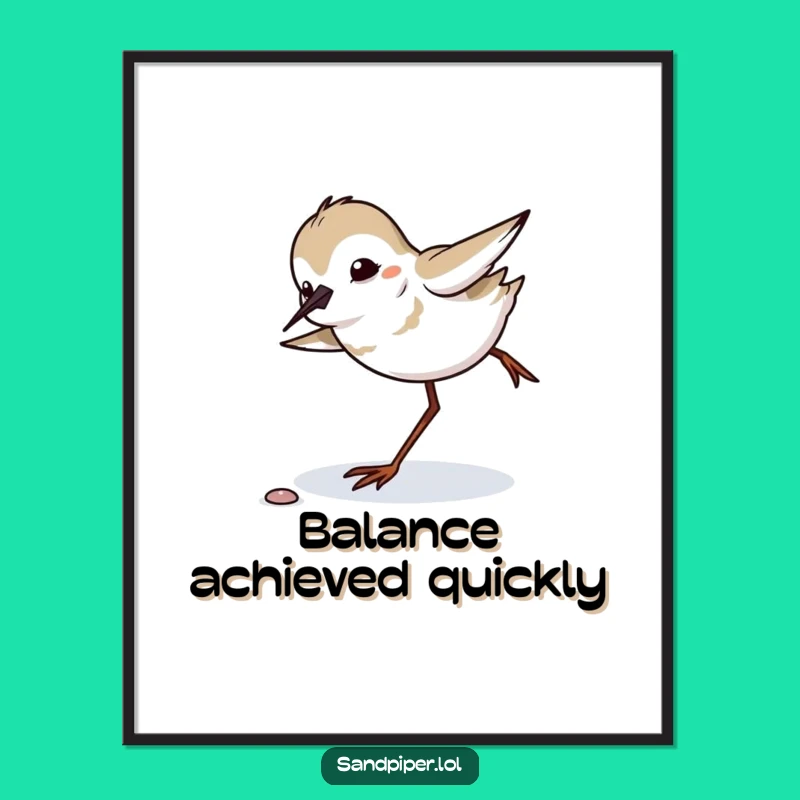 Funny Sandpiper Tripping Digital Art: Clumsy Bird Print, Instant Hilarious Download