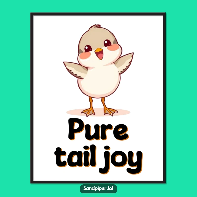 Funny Sandpiper Wag Digital Art: Joyful Bird Download, Instant Happy Gift