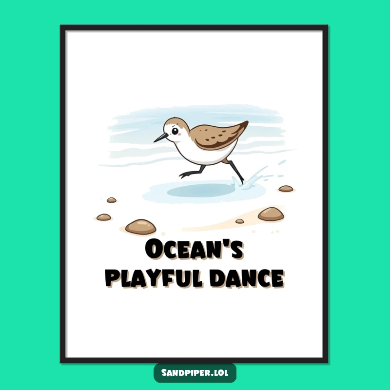 Funny Chasing Tide Sandpiper Digital Art - Instant Beachy Download