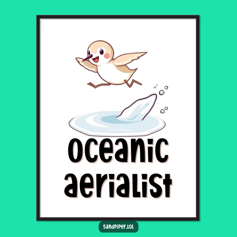 Funny Sandpiper Leap Digital Art: Instant Beach Energy, Hilarious Gift!