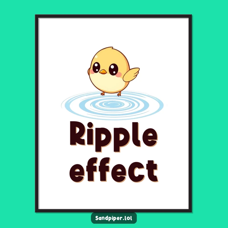 Funny Bird Ripple Chase Digital Art - Instant Wide-Eyed Whimsy for Your Space