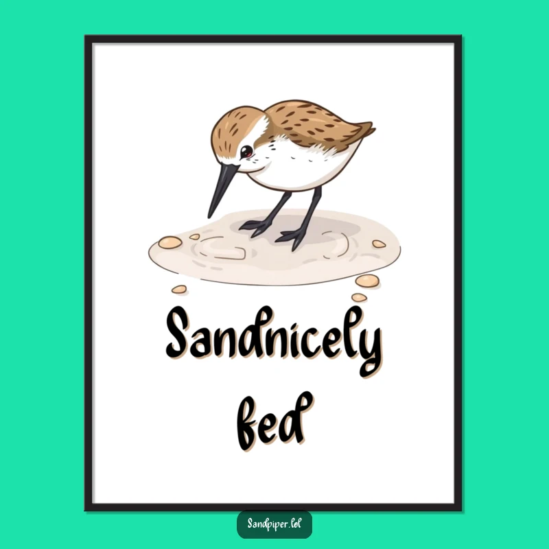 Funny Sandpiper Digging Digital Art: Instant Beach Vibes, Hilarious Gift!