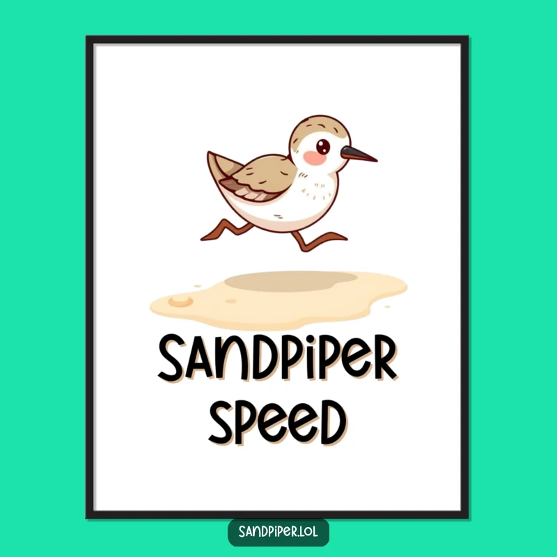 Funny Sandpiper Runner Digital Art - Vibrant Coastal Decor