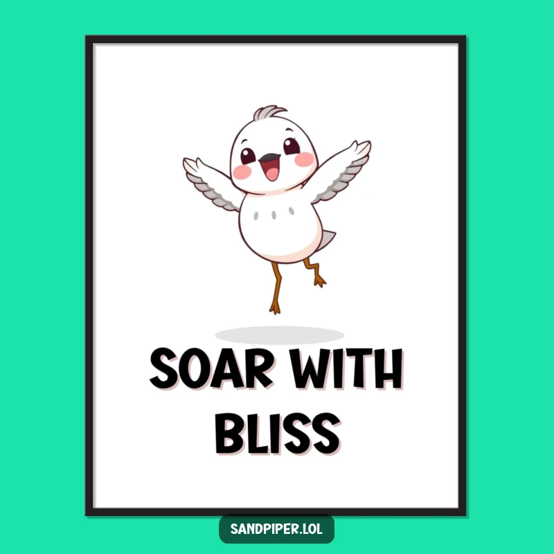 Funny Joyful Sandpiper Digital Art: Cheerful Humor, Hop Art, Perfect Funny Gift