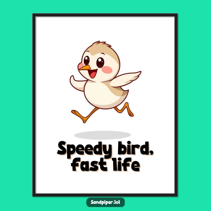 Funny Sandpiper Digital Art: Cute Bird Dash Print, Instant Download Funny Gift Decor