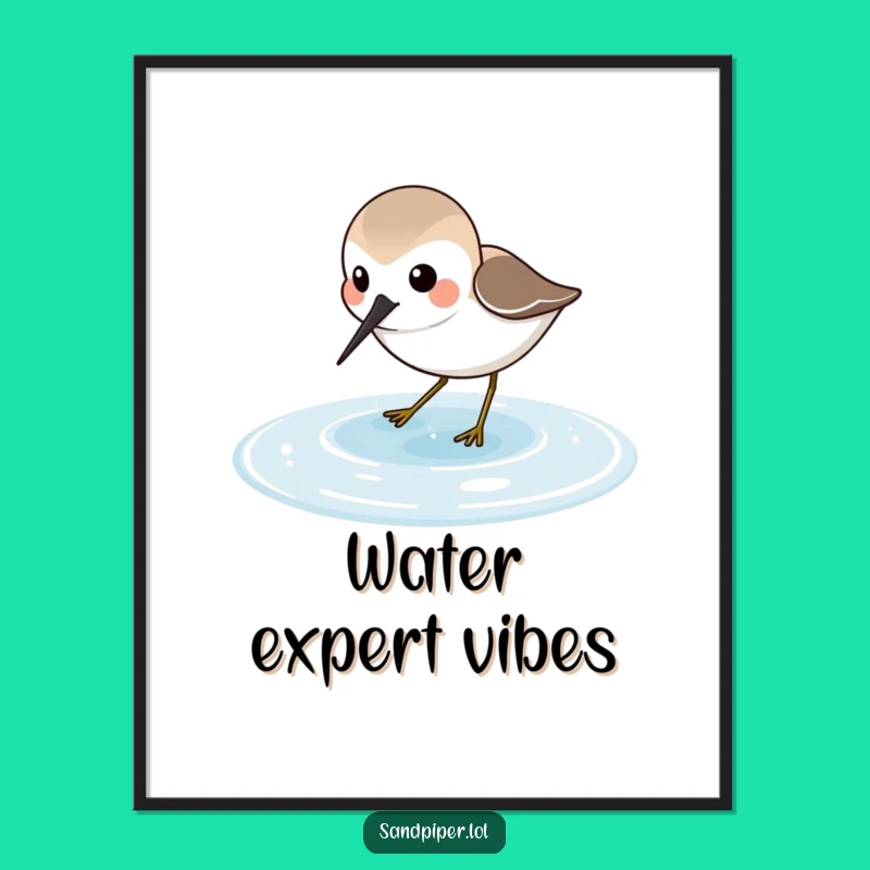 Funny Sandpiper Digital Art: Joyful Beach Scene, Instant Coastal Decor Download Gift