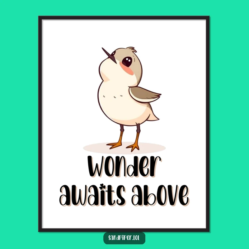 Funny Sandpiper Wonder Art: Sky Gazing Digital Print Gift