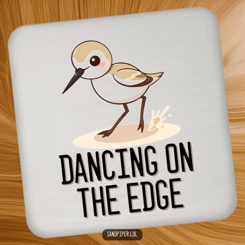 Funny Sandpiper Zigzag Coasters: Humorously designed coasters featuring a sandpiper's quick zigzag, a great funny gift.