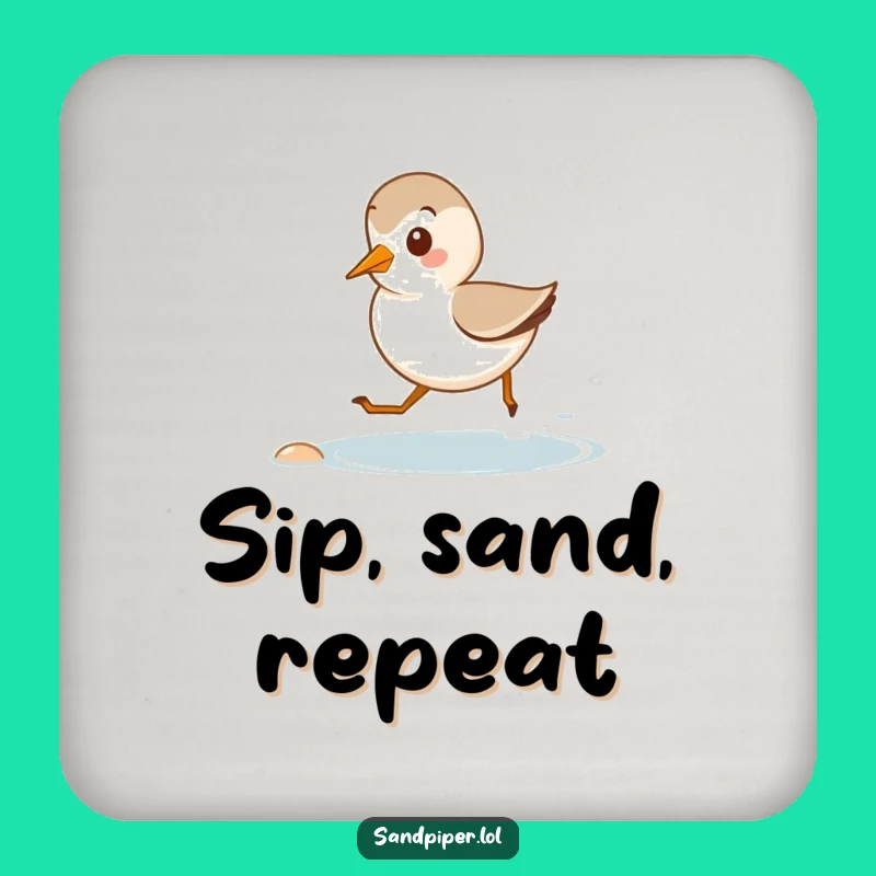 Funny Beach Coaster: Sandpiper Running - Protect Surfaces Hilariously