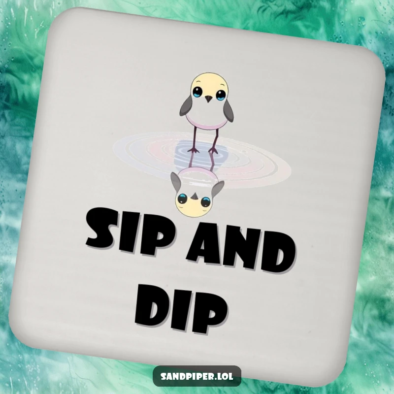 Funny drink coasters featuring a small bird wading in shallow water, protecting surfaces with natural tranquility.