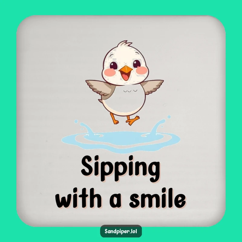 Funny Sandpiper Coaster Set: Joyful Wave Drink Protector, Hilarious Beach Gift