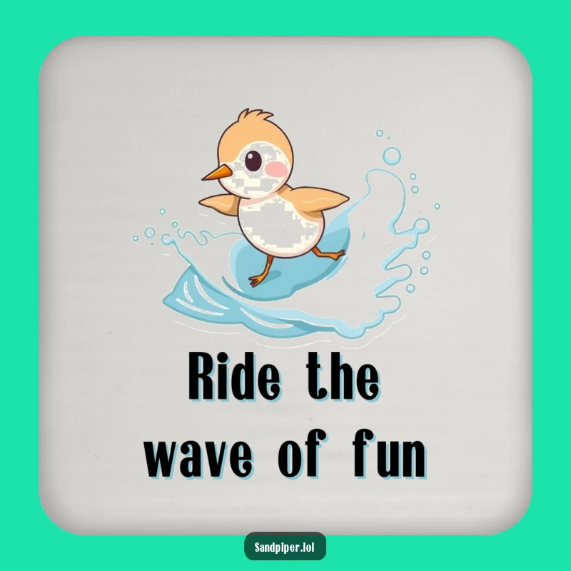 Funny Sandpiper Coasters (Set of 4): Playful Wave Chase, Beach Funny Gift