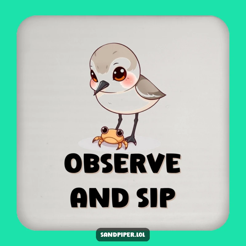 Funny Sandpiper Crab Coaster - Curious Bird Drink Protector, Gift