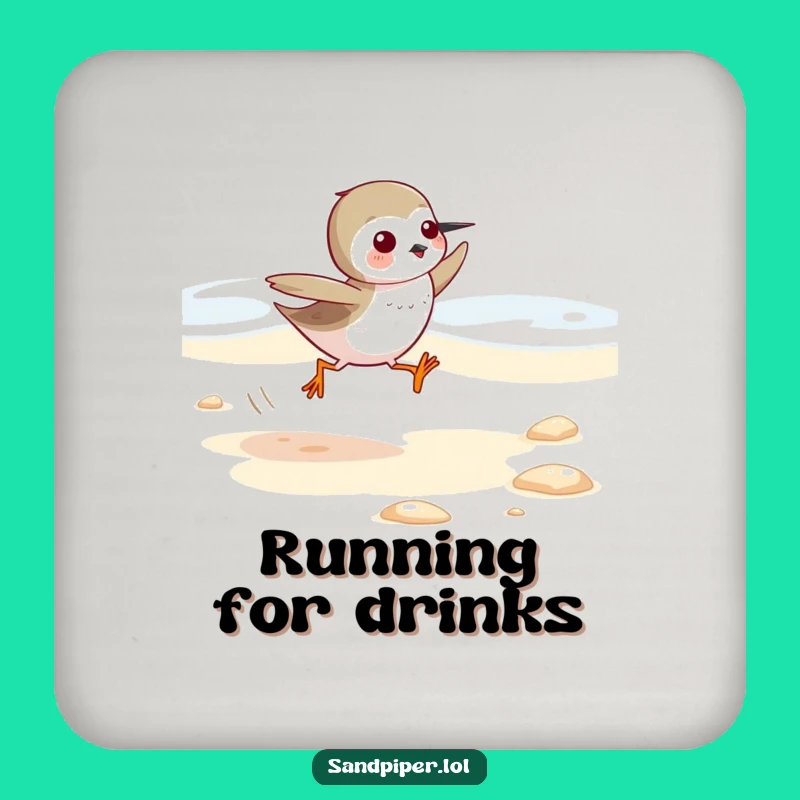 Funny Sandpiper Coaster Set: Beach Runner Drink Protection, Hilarious Home Gift
