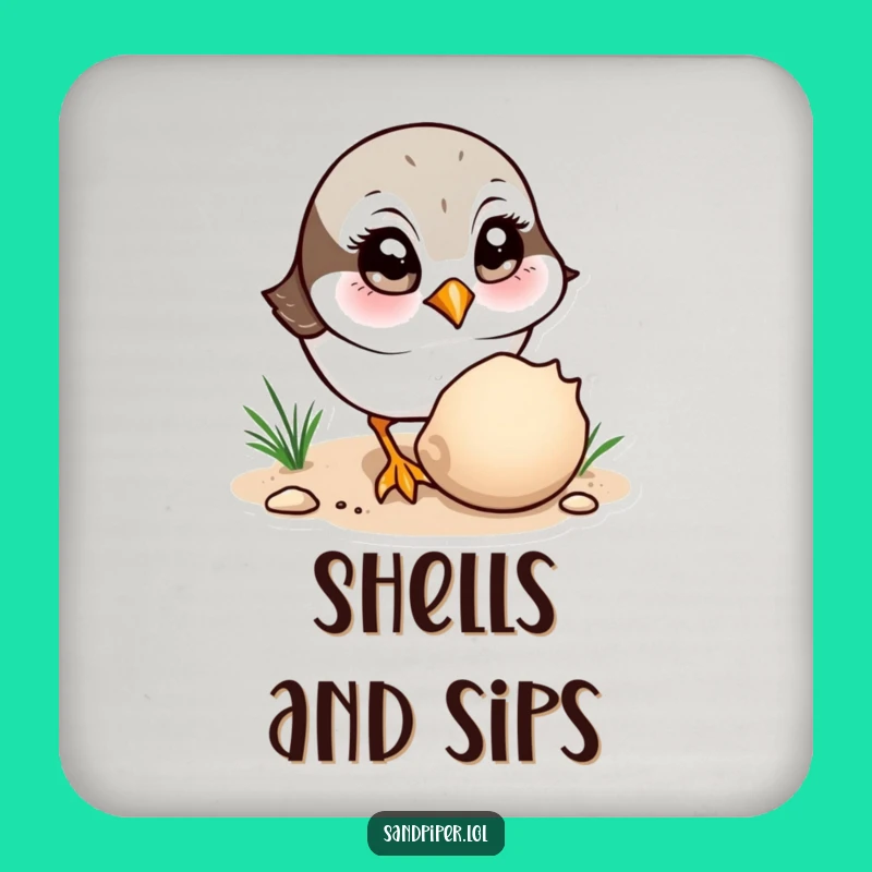 Funny Sandpiper Shell Coaster - Protect Surfaces with Curiosity!