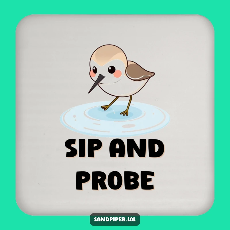 Funny Sandpiper Coasters (Set of 4): Coastal Protection, Beach Theme Funny Gifts