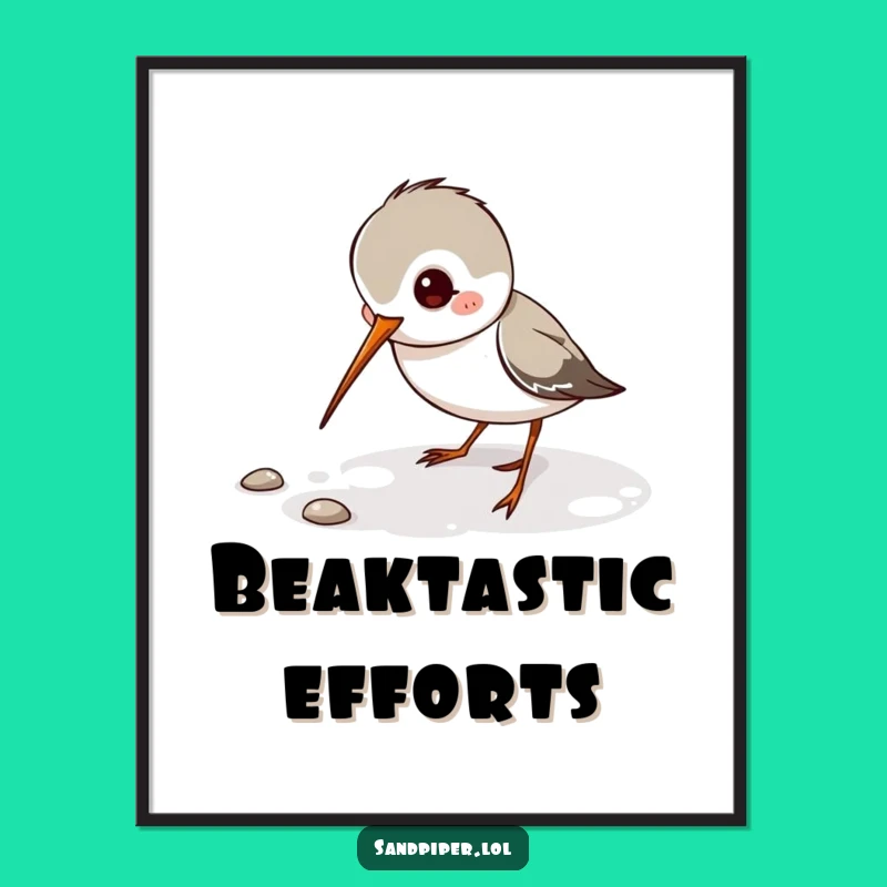 Funny Sandpiper Poster: Digging Action Art, Whimsical Wall Decor Funny Gift