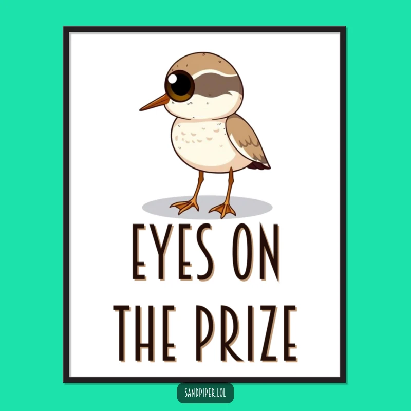 Funny Sandpiper Art Print - Wide Eyes Horizon Scan, Humorous Decor