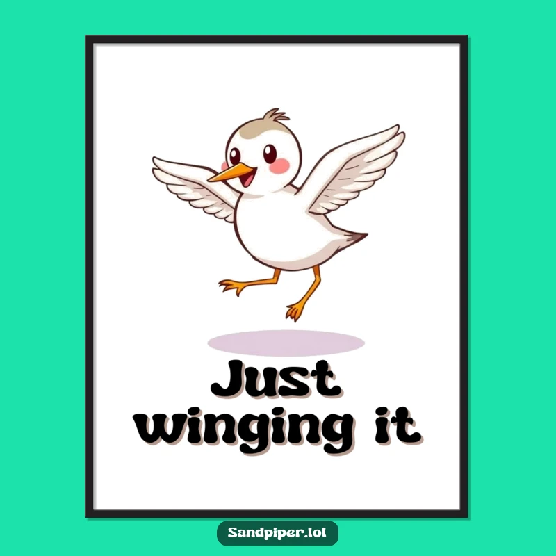 Funny Sandpiper Flight Poster: Cheerful Bird Wall Art Gift