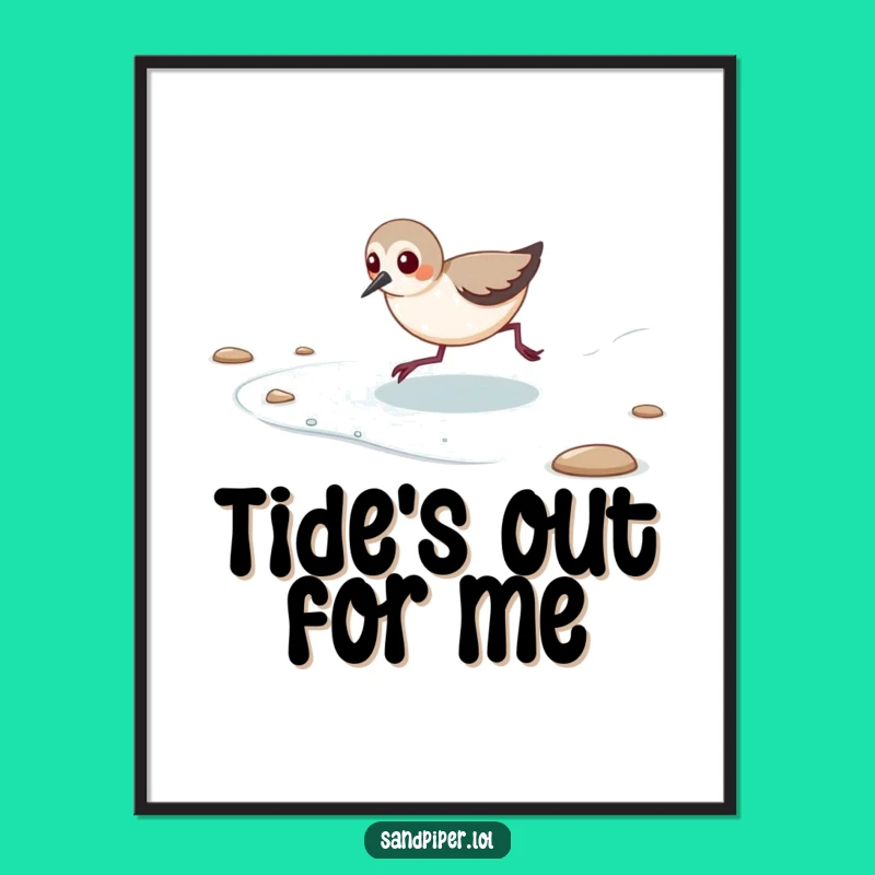 Funny Sandpiper Poster - Playful Tide Chase Art for Coastal Homes