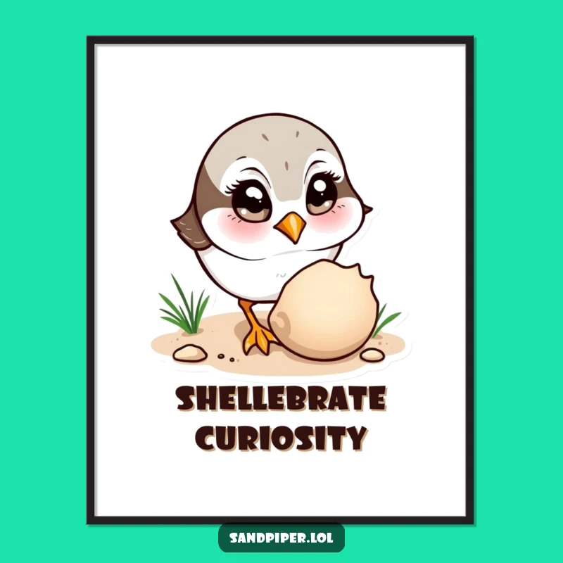 Funny Sandpiper Shell Poster - Curious Coastal Wall Art!