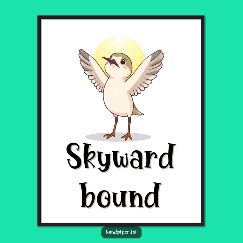 Funny Sandpiper Sunrise Poster - Artful Bird Wall Decor Gift Idea