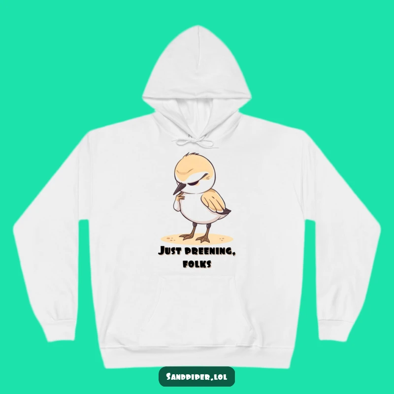 Cozy Funny Hoodie: Content Sandpiper Preening, Warm Relaxation Gift