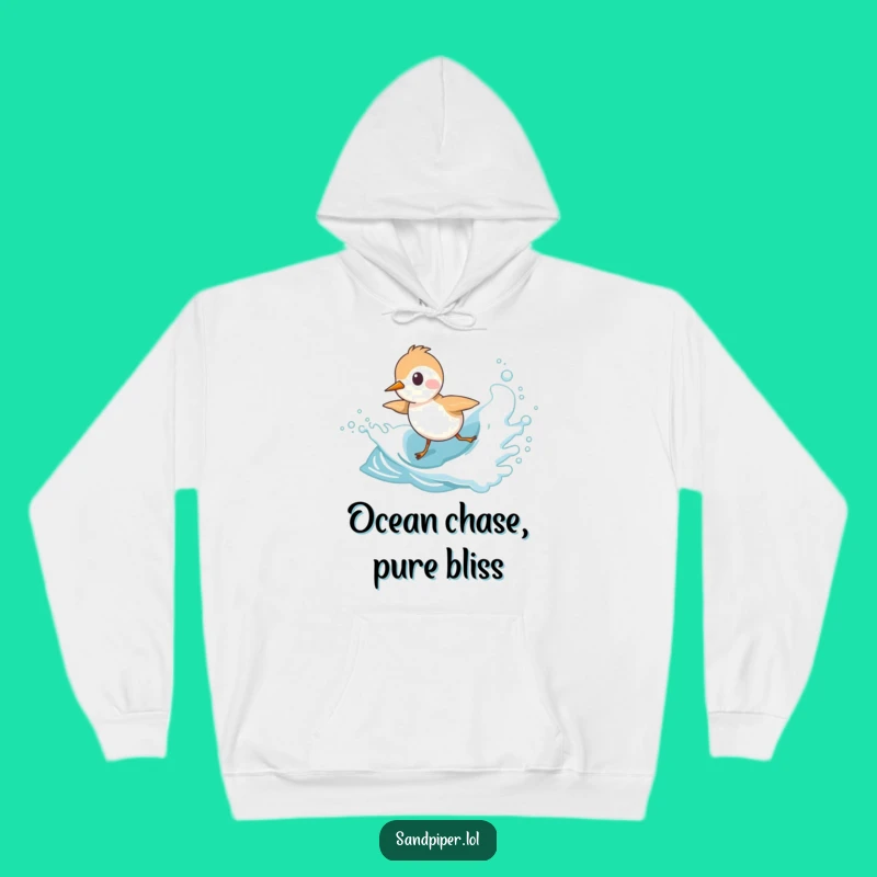 Funny Sandpiper Hoodie: Cozy Playful Bird Chasing Waves, Ultimate Funny Gift for Ocean Fans