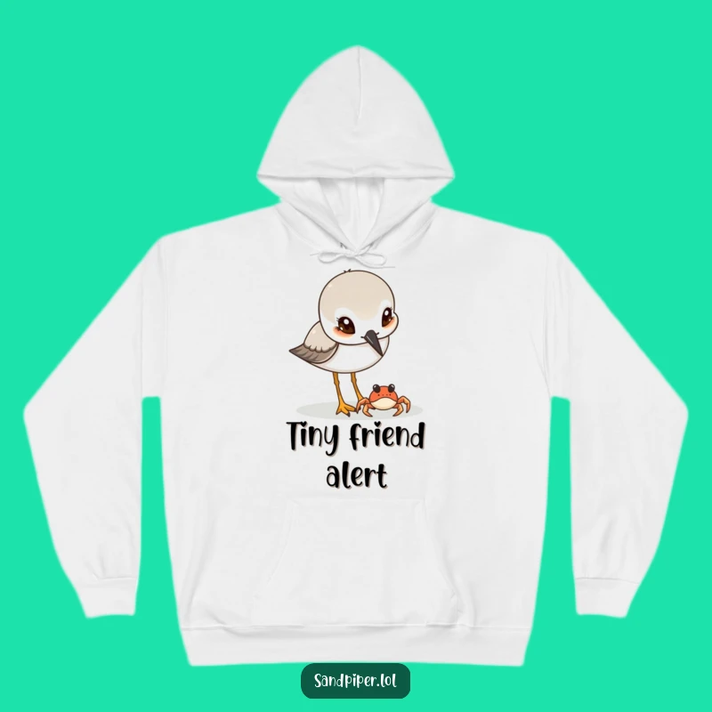 Funny Sandpiper & Crab Hoodie: Cozy Curiosity, Hilarious Beach Gift!