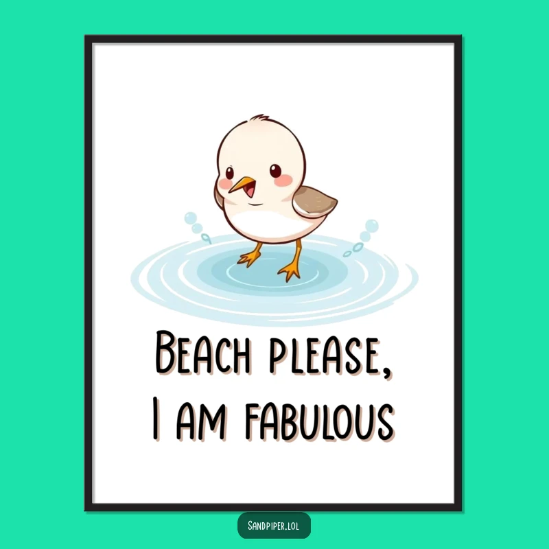 Free Printable Wall Art: Funny Sandpiper Splash, Hilarious Downloadable Home Decor!