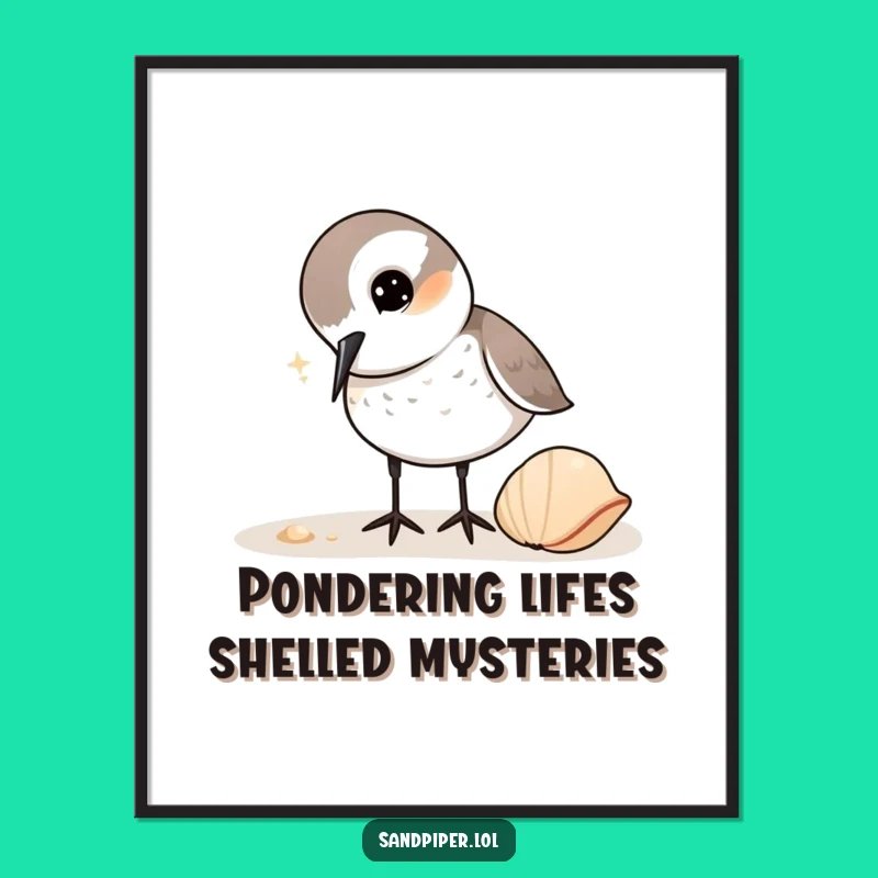 Free Printable Sandpiper Wall Art: Curious Bird, Funny Shell Design, Downloadable Decor