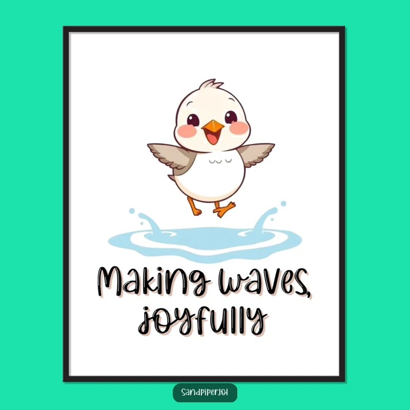 Free Printable Sandpiper Wall Art: Joyful Hopping Bird, Funny Waves, Downloadable