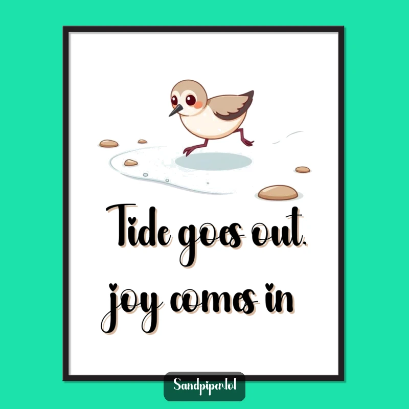 Free Printable Wall Art: Playful Sandpiper Chasing Tide for a Funny Downloadable Decor