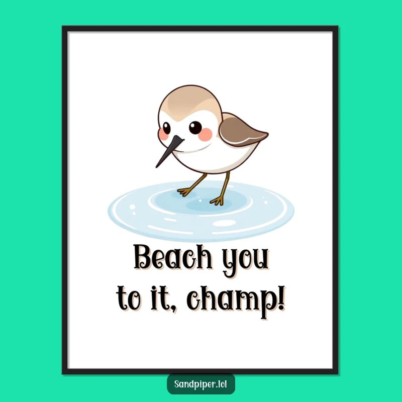 Free Printable Wall Art: Sandpiper Probing for Coastal Downloadable Decor