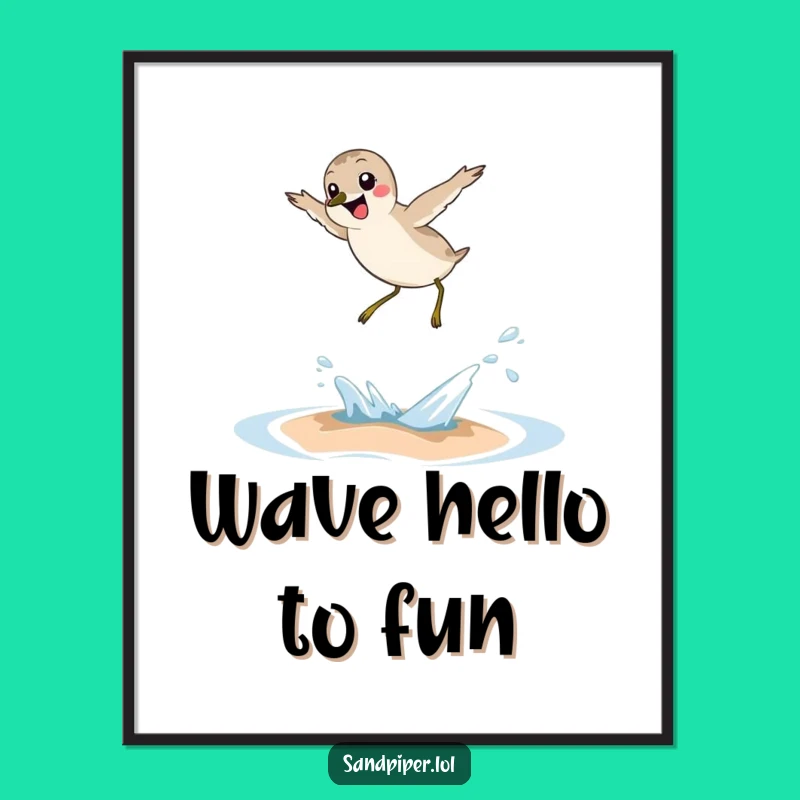 Funny Free Printable Sandpiper Wall Art - Joyful Leaping Bird Downloadable Decor