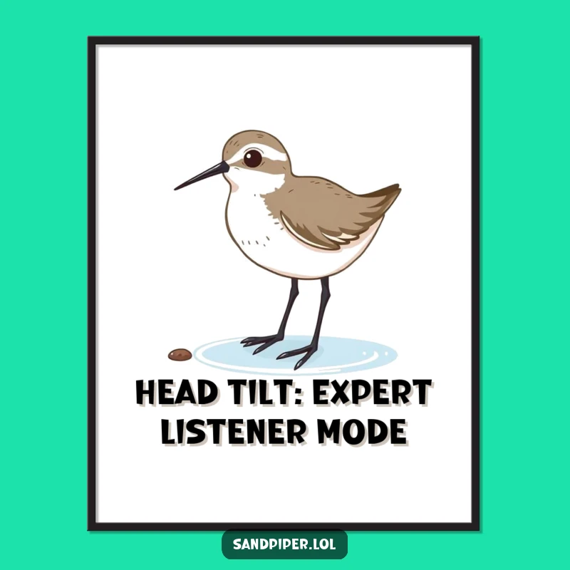 Funny Free Printable Wall Art: Listening Sandpiper Coastal Art