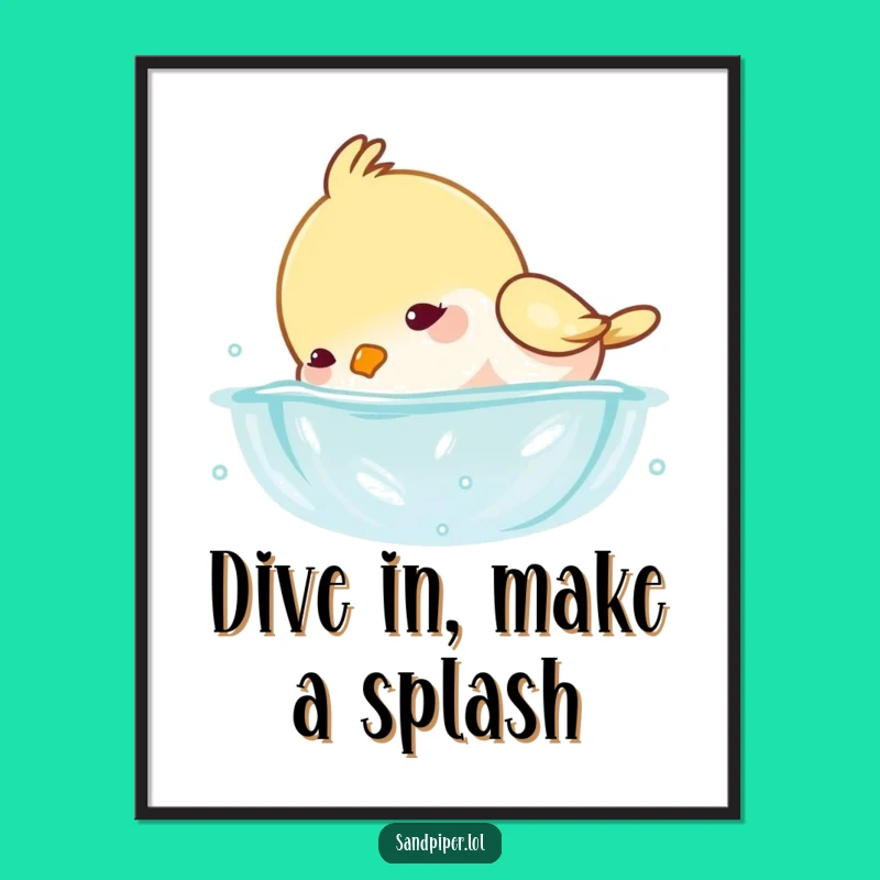Funny Free Printable Wall Art - Playful Bird Splashing Underwater Download
