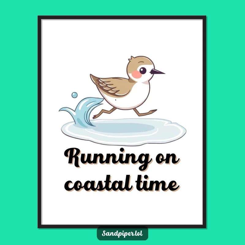 Funny Free Printable Wall Art: Sandpiper's Coastal Race, Playful Downloadable Decor