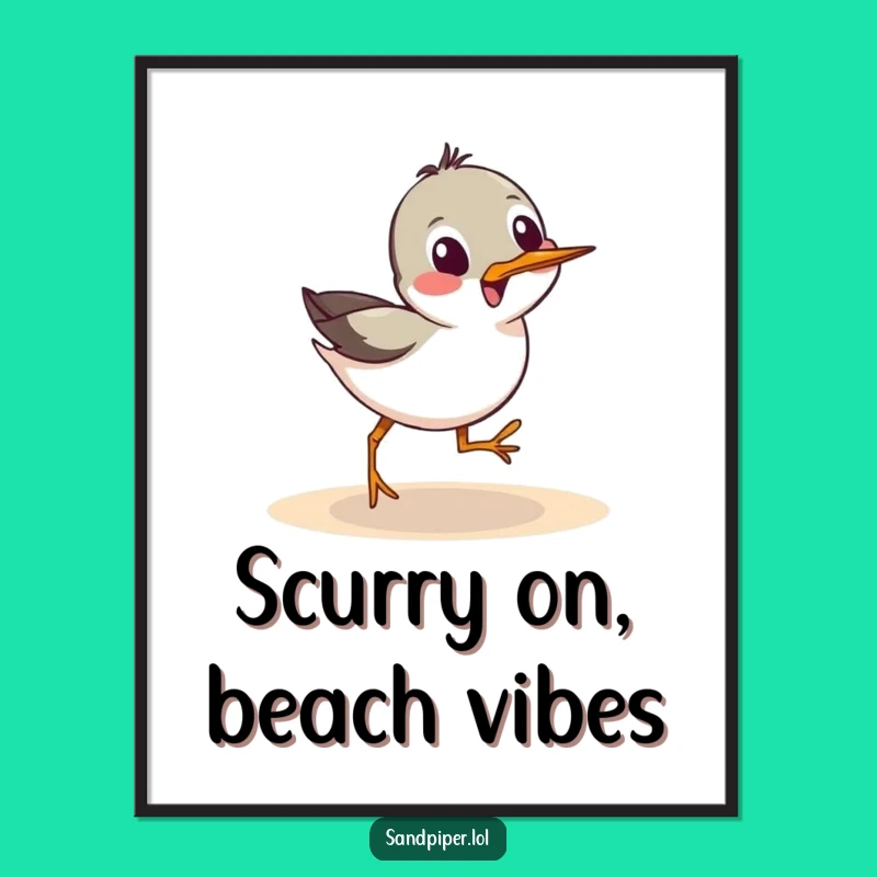 Funny Free Printable Wall Art: Sandpiper Scurry, Playful Character, Whimsical Decor