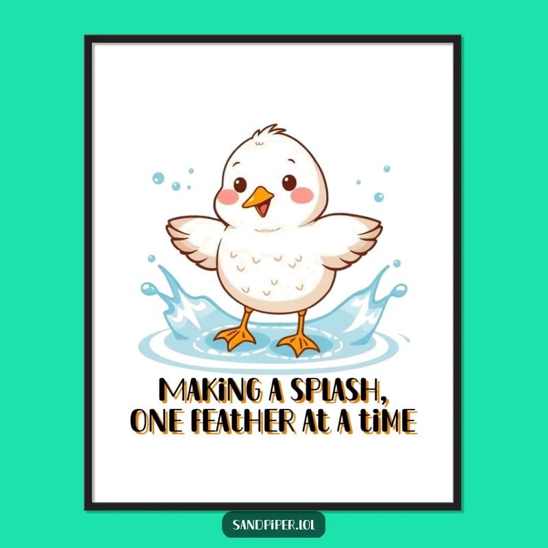 Free Printable Wall Art: Sandpiper's Happy Splash, Funny Downloadable Decor
