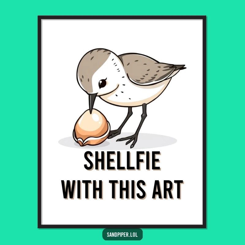 Funny Free Printable Wall Art: Sandpiper Shell Peek, Hilarious Downloadable Decor!