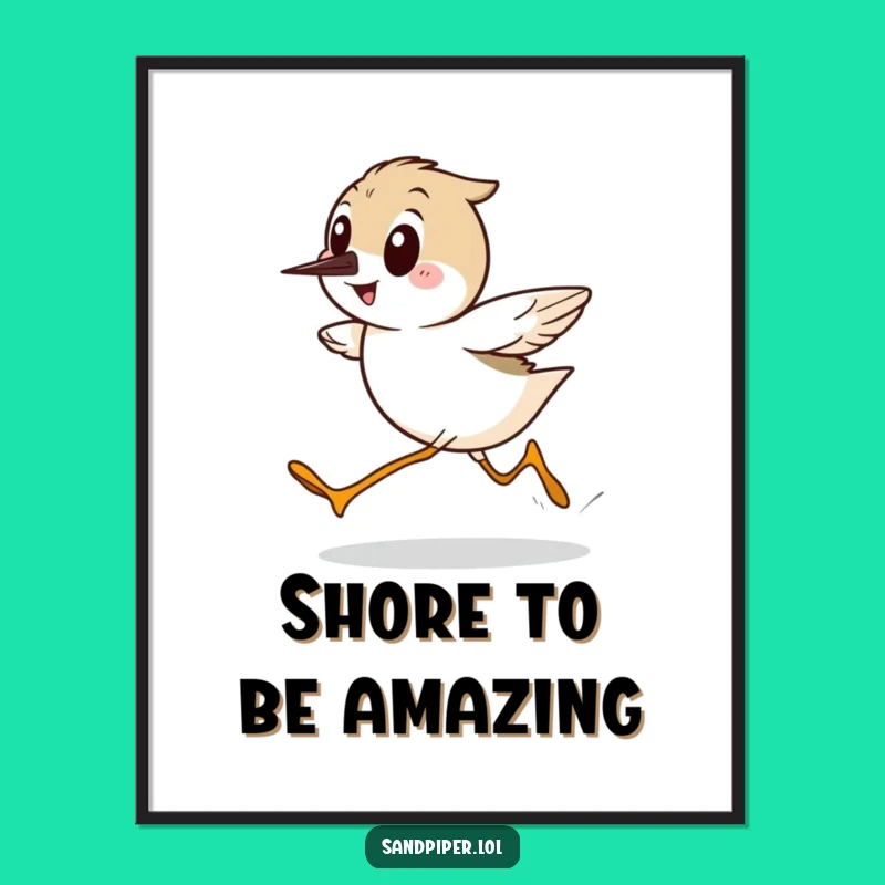 Funny Free Printable Wall Art: Sandpiper Running Sideways - Humorous Downloadable Decor