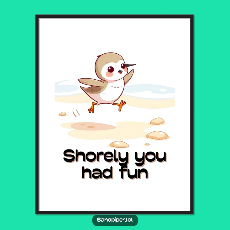 Free Printable Sandpiper Wall Art: Funny Running Bird Poster, Downloadable Decor