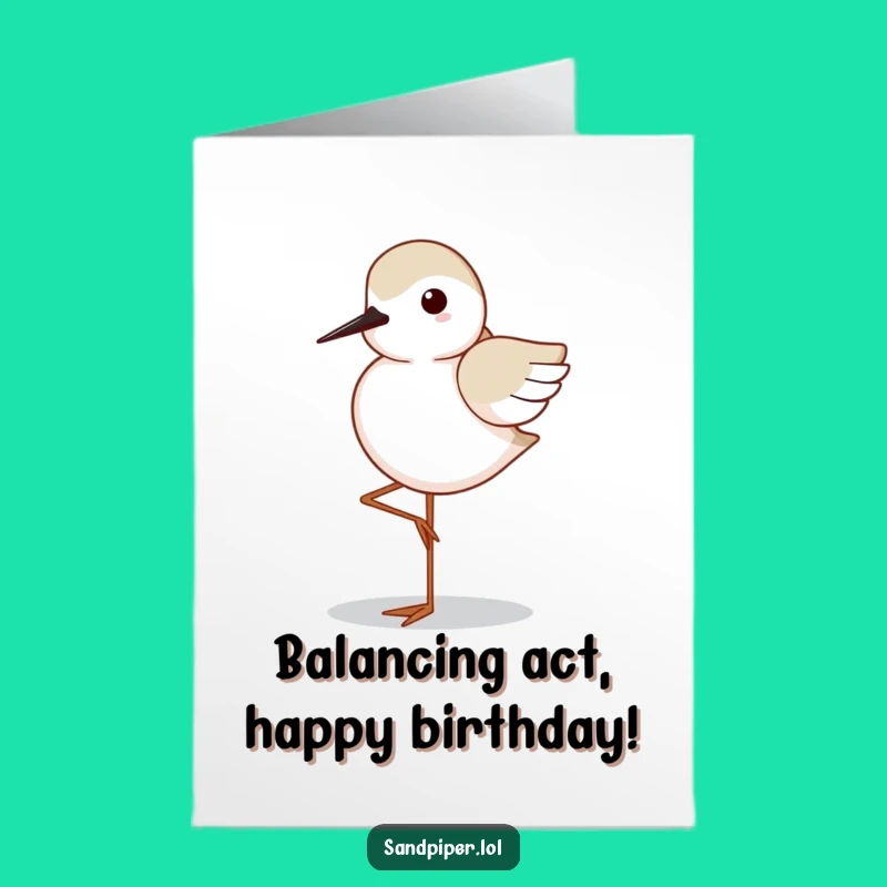 Free Printable Sandpiper Birthday Card: Funny One-Legged Bird, Downloadable & DIY Gift