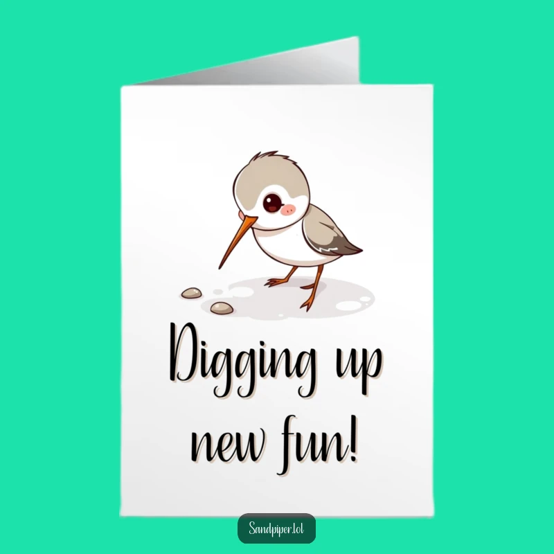 Free Printable Birthday Card: Sandpiper Digging for a Playful Downloadable Gift!