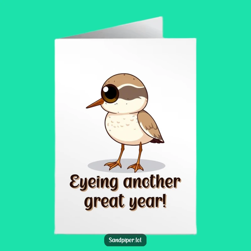 Wide-Eyed Sandpiper Birthday Card Free Printable, Funny Downloadable Gift for Hopeful Wishes