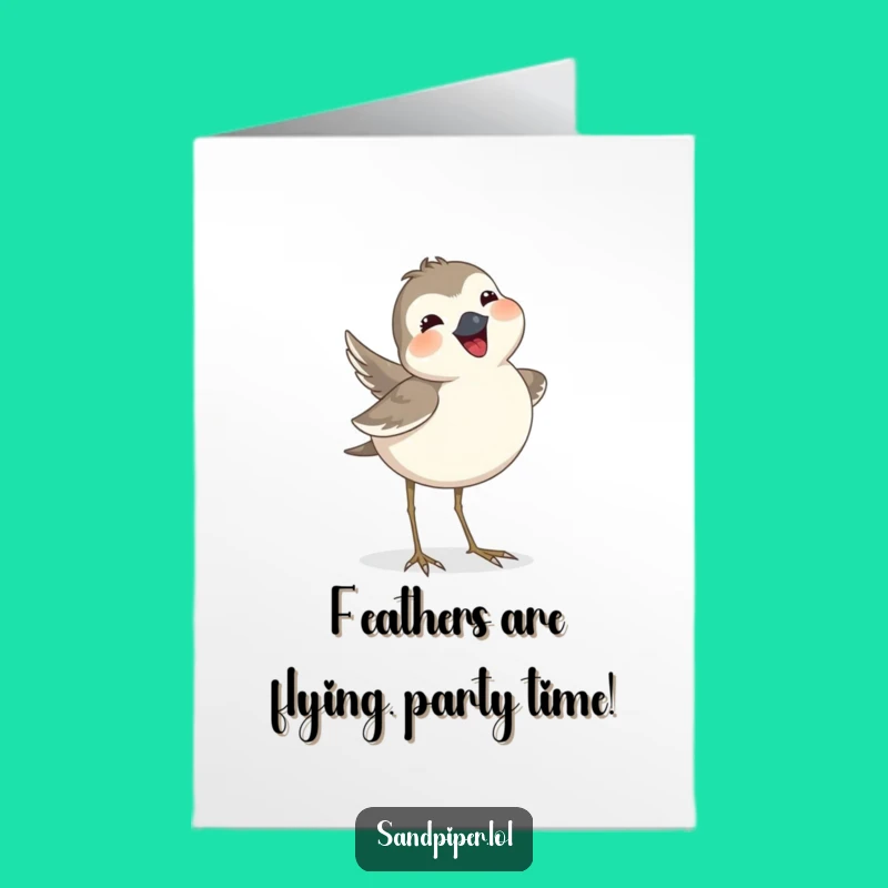 Free Printable Birthday Card: Happy Sandpiper Tail Wagging For A Joyful Celebration