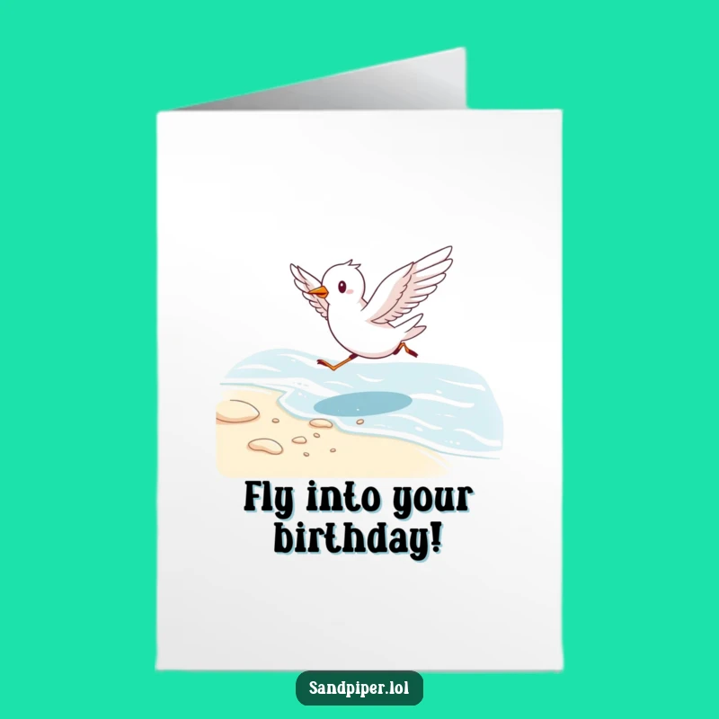 Free Printable Birthday Card: Energetic Bird Running Wings Out