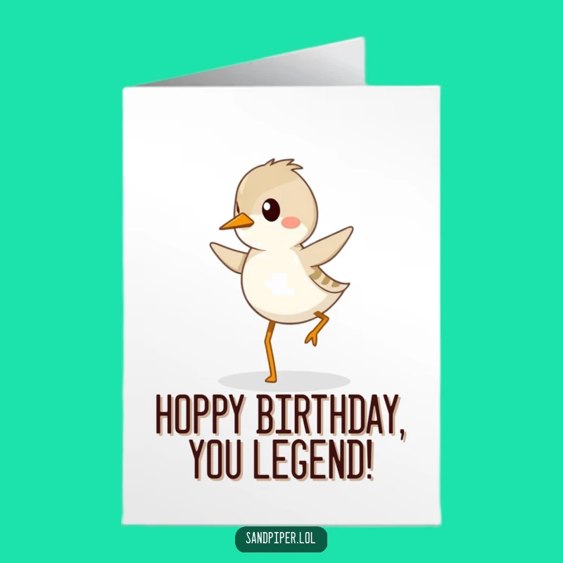 Free Printable Birthday Card: Funny Sandpiper Hopping, Perfect Downloadable Gift